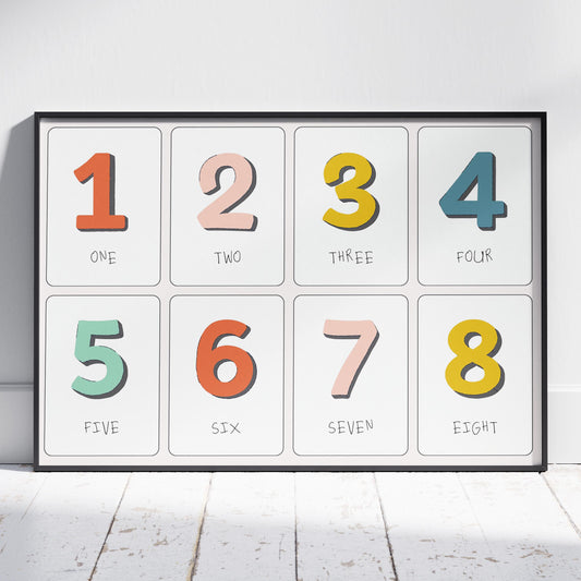 Playful Nursery Counting Colourful Numbers  - Rolled Poster Wall Art Print - House Prints