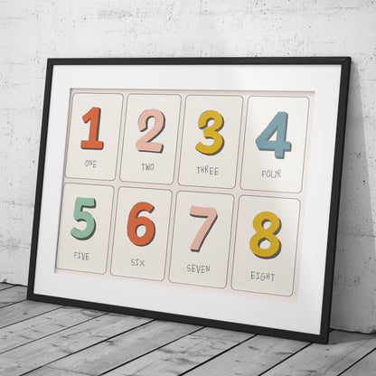 Playful Nursery Counting Colourful Numbers  - Rolled Poster Wall Art Print - House Prints