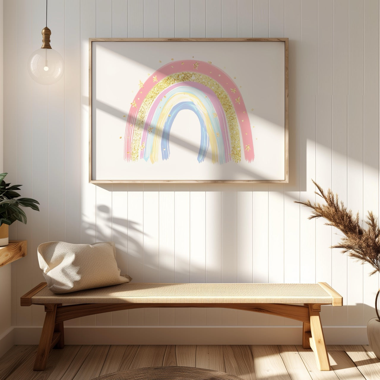 Pastel Nursery Rainbow Starry Dreams - Rolled Poster Wall Art Print | House Prints