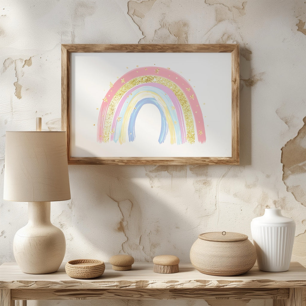 Pastel Nursery Rainbow Starry Dreams - Rolled Poster Wall Art Print | House Prints