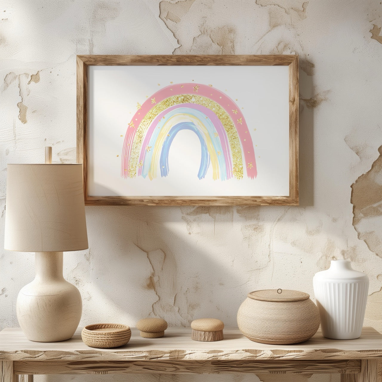 Pastel Nursery Rainbow Starry Dreams - Rolled Poster Wall Art Print | House Prints
