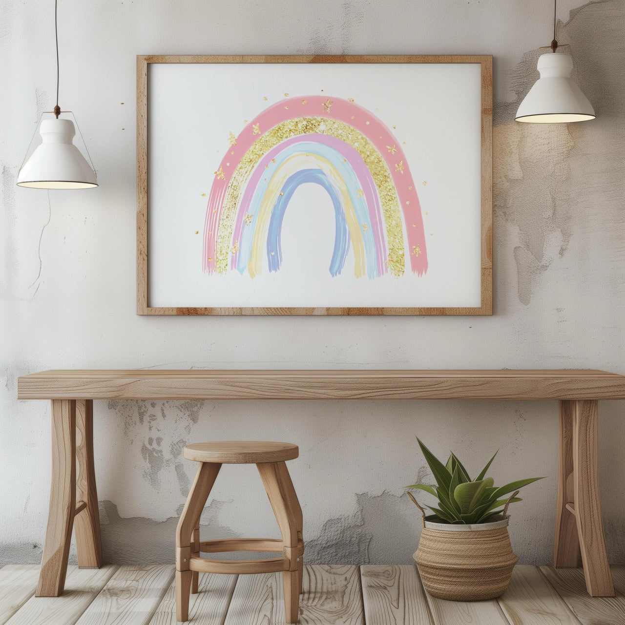 Pastel Nursery Rainbow Starry Dreams - Rolled Poster Wall Art Print | House Prints