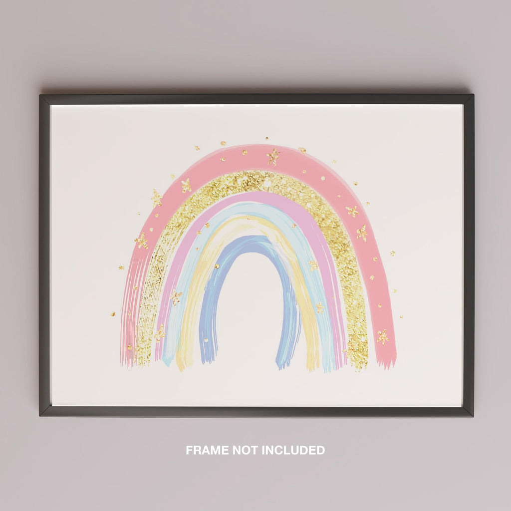 Pastel Nursery Rainbow Starry Dreams - Rolled Poster Wall Art Print | House Prints