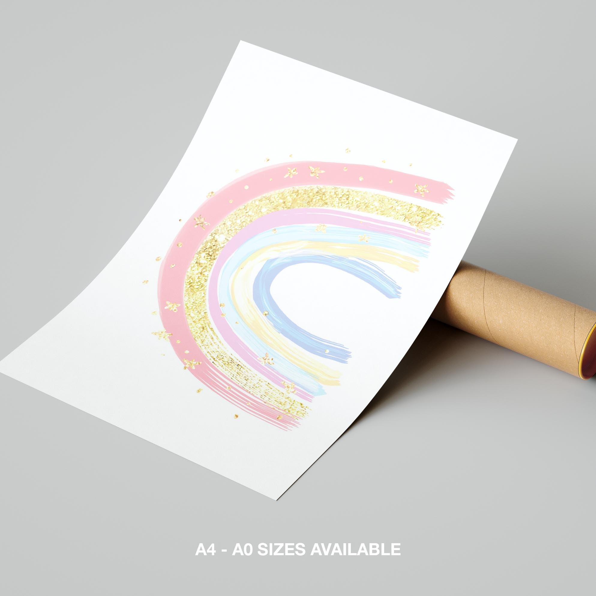 Pastel Nursery Rainbow Starry Dreams - Rolled Poster Wall Art Print | House Prints