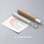 Pastel Nursery Rainbow Starry Dreams - Rolled Poster Wall Art Print | House Prints