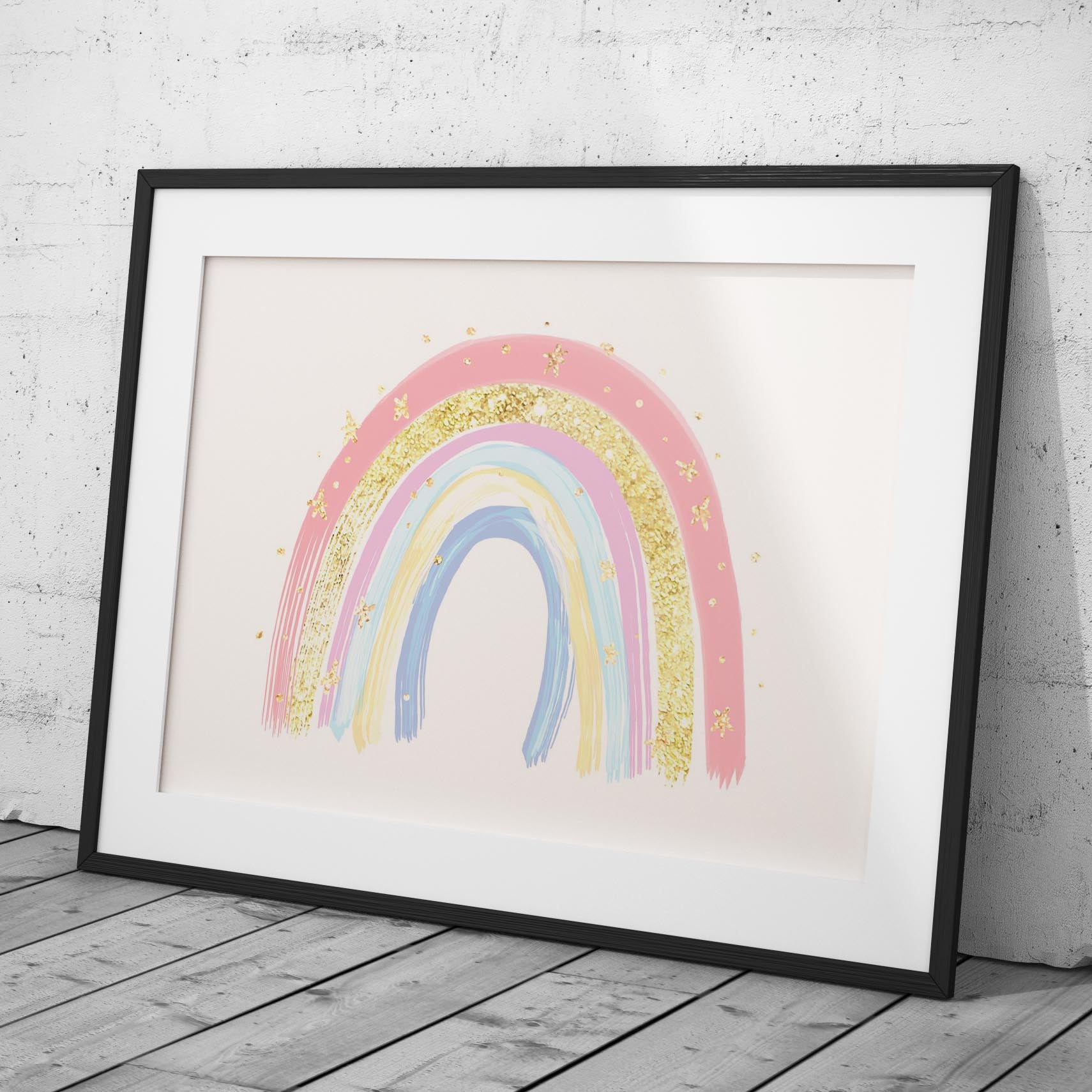 Pastel Nursery Rainbow Starry Dreams - Rolled Poster Wall Art Print | House Prints