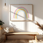 Cute Pastel Nursery Rainbow Drawing - Rolled Poster Wall Art Print | House Prints
