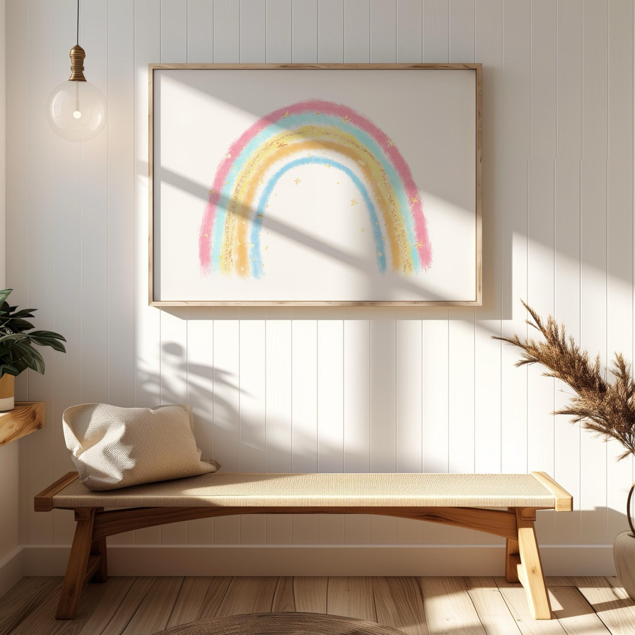Cute Pastel Nursery Rainbow Drawing - Rolled Poster Wall Art Print | House Prints