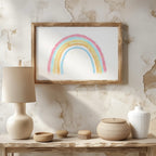 Cute Pastel Nursery Rainbow Drawing - Rolled Poster Wall Art Print | House Prints
