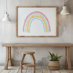 Cute Pastel Nursery Rainbow Drawing - Rolled Poster Wall Art Print | House Prints