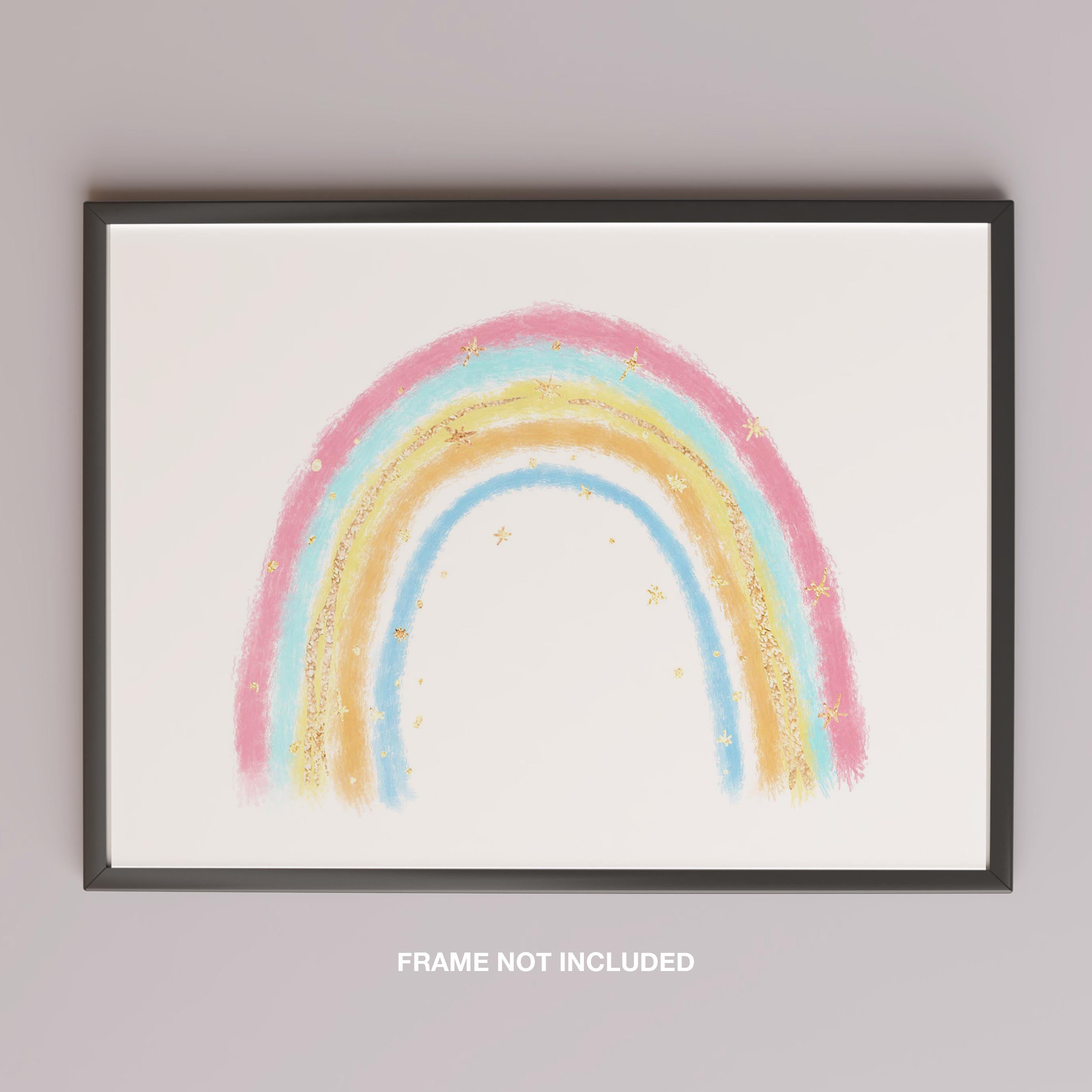 Cute Pastel Nursery Rainbow Drawing - Rolled Poster Wall Art Print | House Prints