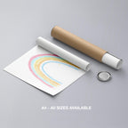 Cute Pastel Nursery Rainbow Drawing - Rolled Poster Wall Art Print | House Prints
