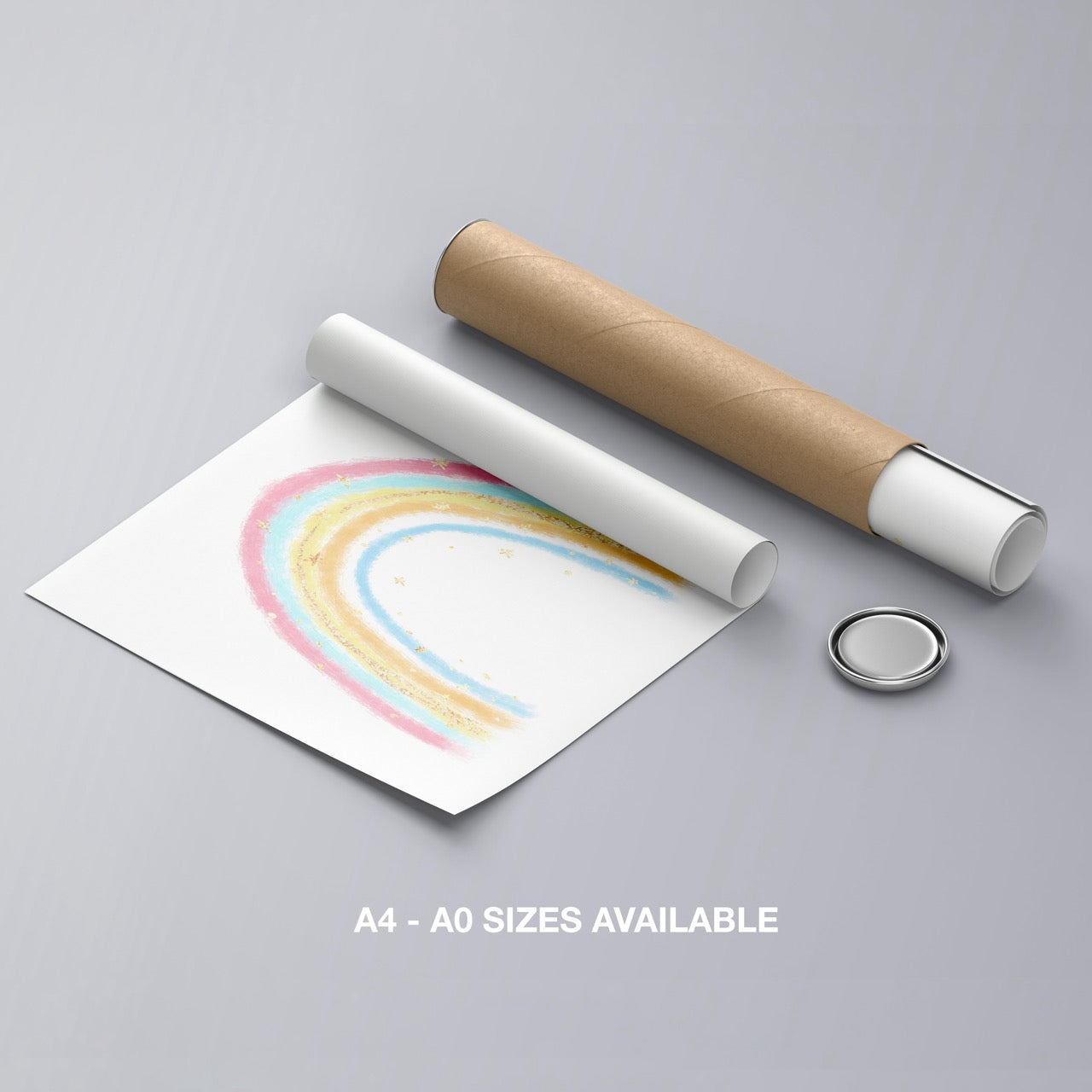 Cute Pastel Nursery Rainbow Drawing - Rolled Poster Wall Art Print | House Prints