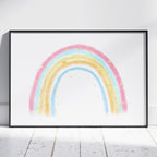 Cute Pastel Nursery Rainbow Drawing - Rolled Poster Wall Art Print | House Prints