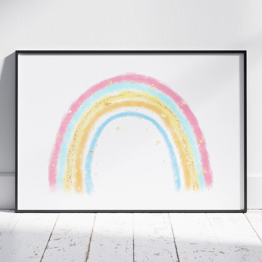 Cute Pastel Nursery Rainbow Drawing - Rolled Poster Wall Art Print - House Prints