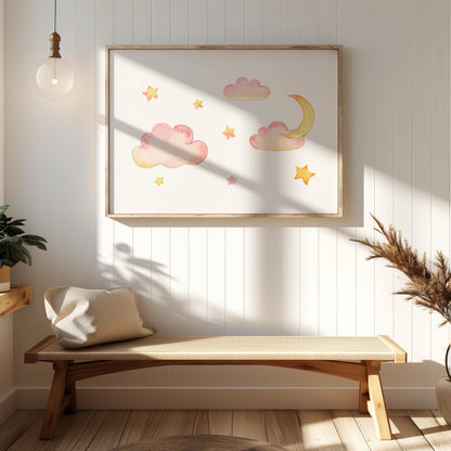 Dreamy Soft Pastel Pink Clouds - Rolled Poster Wall Art Print - House Prints