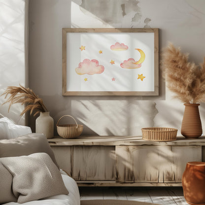 Dreamy Soft Pastel Pink Clouds - Rolled Poster Wall Art Print - House Prints