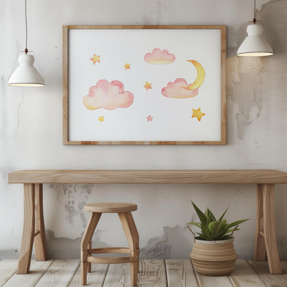 Dreamy Soft Pastel Pink Clouds - Rolled Poster Wall Art Print - House Prints