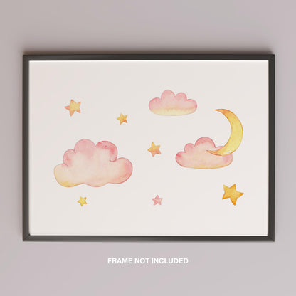 Dreamy Soft Pastel Pink Clouds - Rolled Poster Wall Art Print - House Prints
