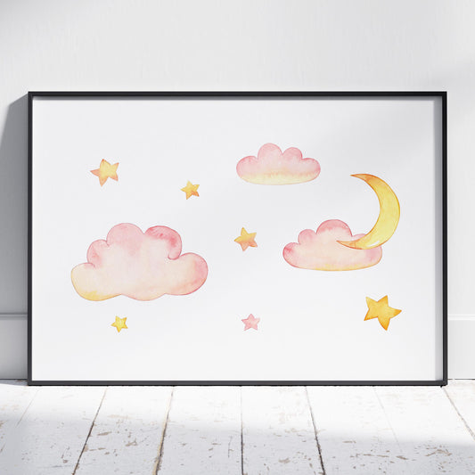 Dreamy Soft Pastel Pink Clouds - Rolled Poster Wall Art Print - House Prints