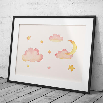 Dreamy Soft Pastel Pink Clouds - Rolled Poster Wall Art Print - House Prints