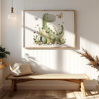 Cute Green Dinosaur in Nature - Rolled Poster Wall Art Print | House Prints