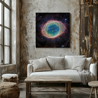 Ring Nebula Cosmos Space Hubble Telescope - Framed Canvas Wall Art Print - House Prints