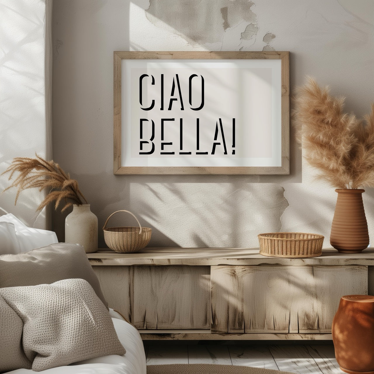 Ciao Bella Bold Typography Quote - Rolled Poster Wall Art Print | House Prints