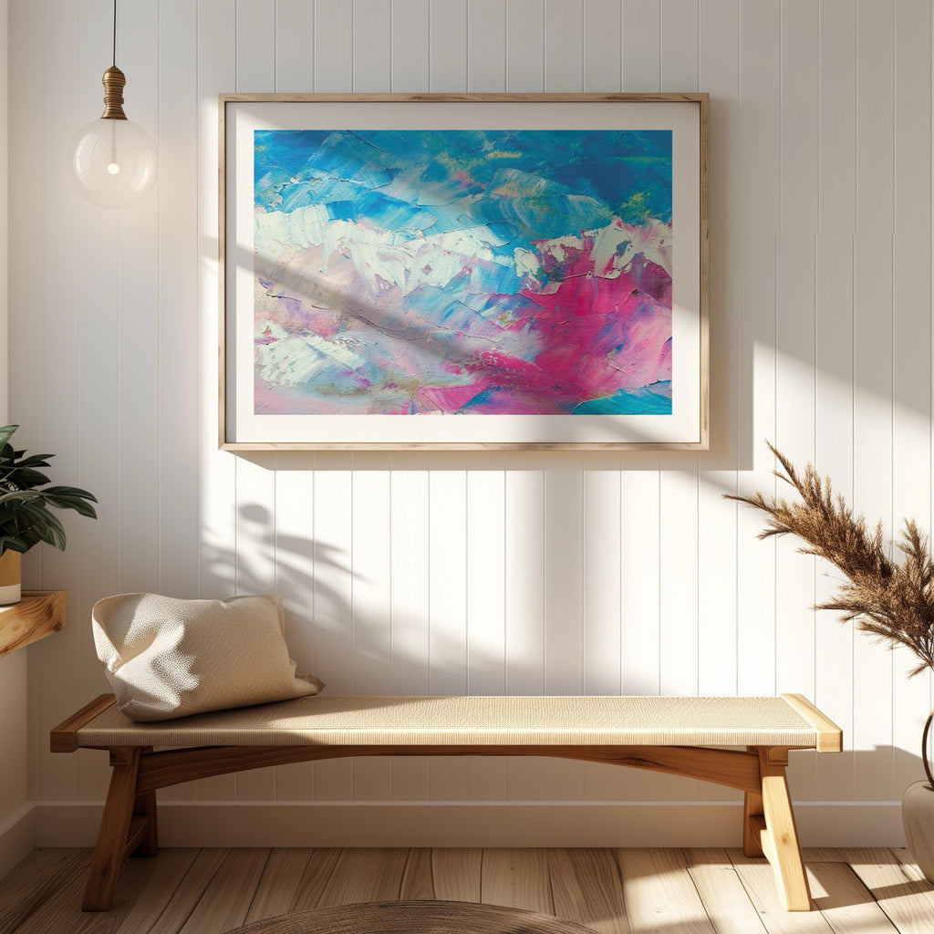 Vibrant Abstract Blue & Pink Hues - Rolled Poster Wall Art Print | House Prints