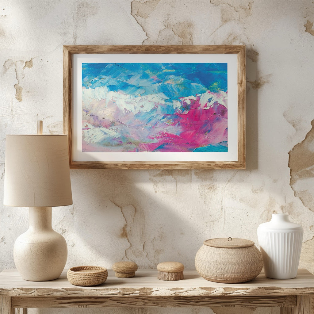 Vibrant Abstract Blue & Pink Hues - Rolled Poster Wall Art Print | House Prints