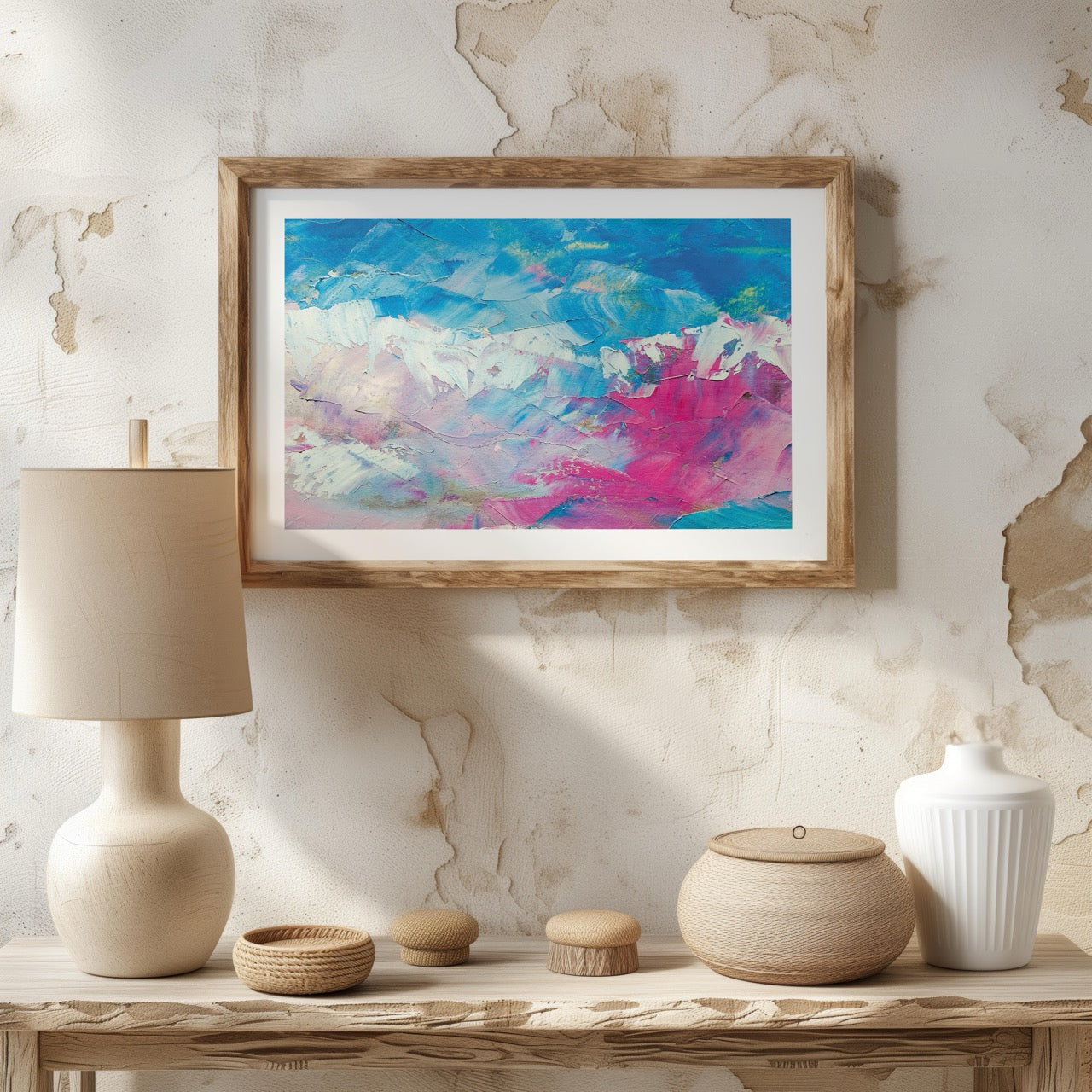 Vibrant Abstract Blue & Pink Hues - Rolled Poster Wall Art Print | House Prints