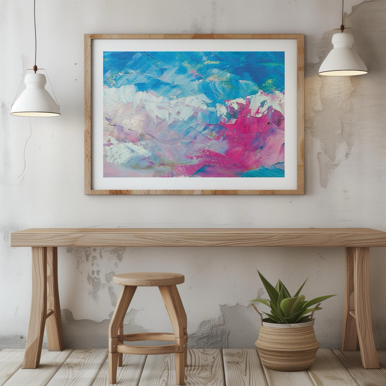 Vibrant Abstract Blue & Pink Hues - Rolled Poster Wall Art Print | House Prints