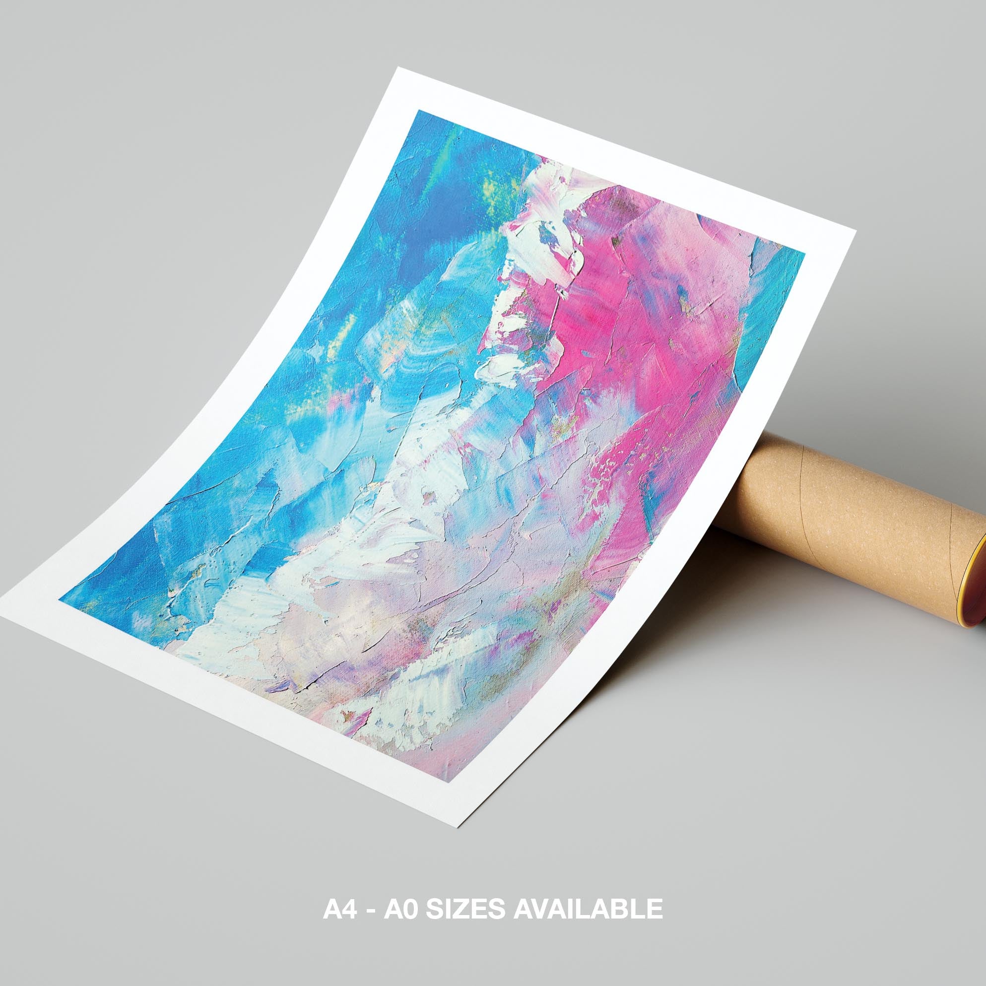 Vibrant Abstract Blue & Pink Hues - Rolled Poster Wall Art Print | House Prints