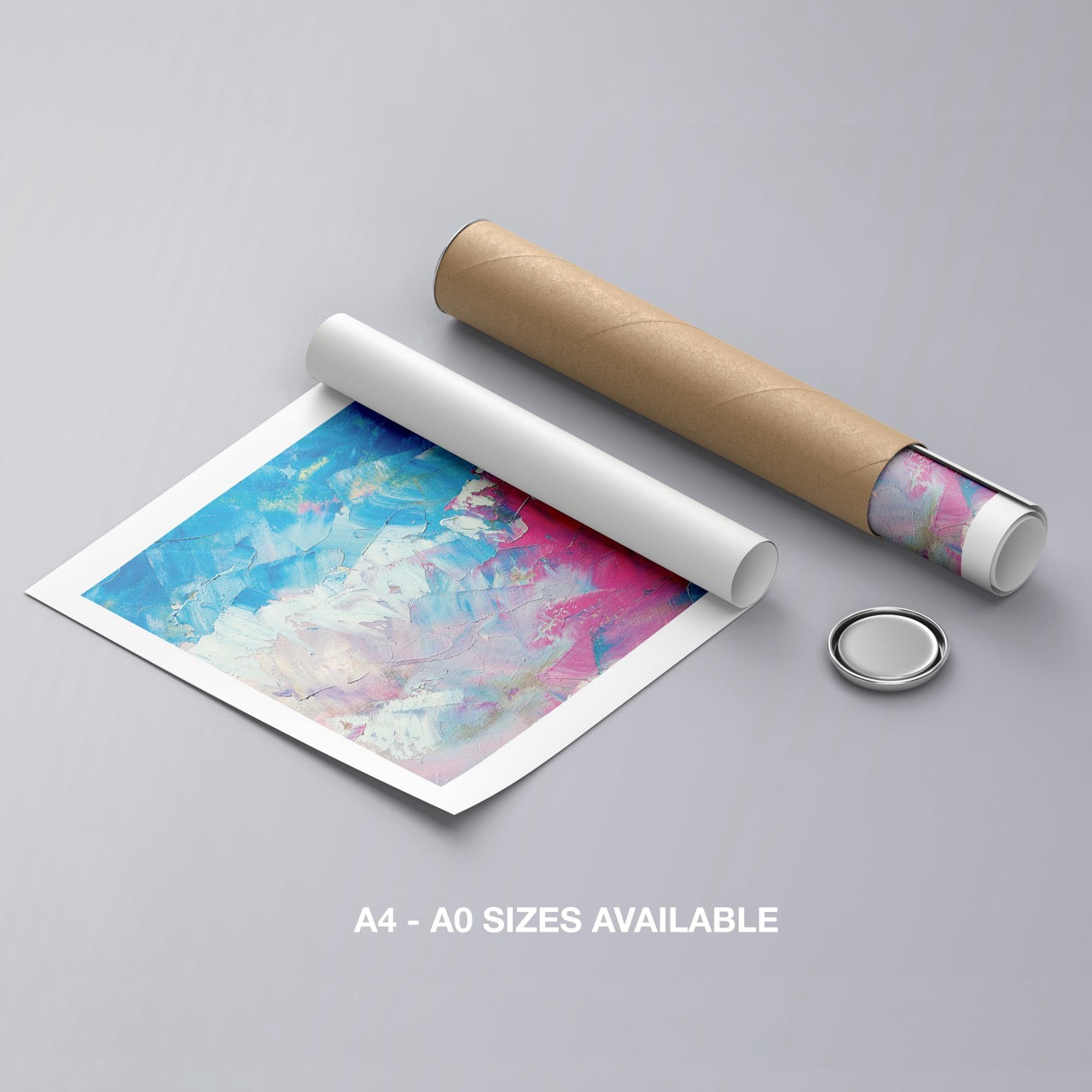 Vibrant Abstract Blue & Pink Hues - Rolled Poster Wall Art Print | House Prints
