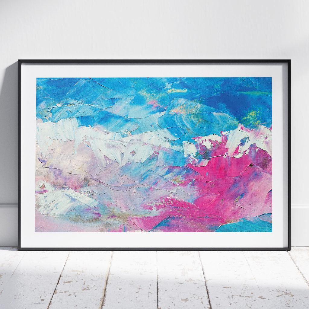 Vibrant Abstract Blue & Pink Hues - Rolled Poster Wall Art Print | House Prints