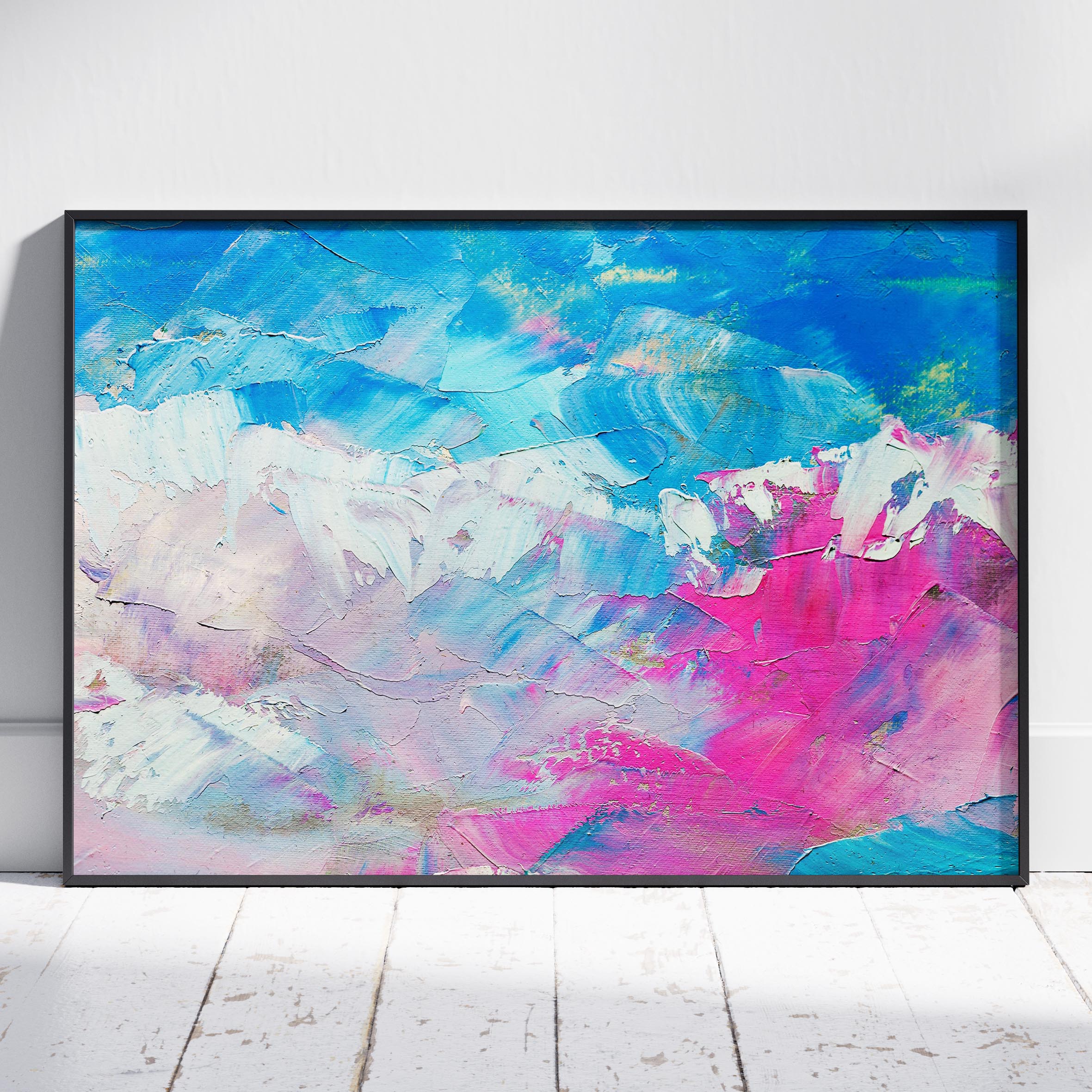 Vibrant Abstract Blue & Pink Hues - Rolled Poster Wall Art Print | House Prints