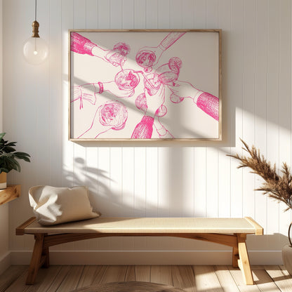Pink Cheers to Good Times - Rolled Poster Wall Art Print - House Prints