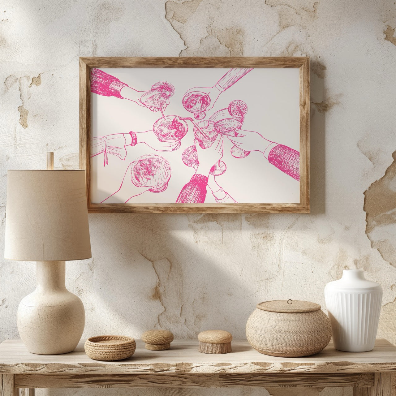 Pink Cheers to Good Times - Rolled Poster Wall Art Print - House Prints
