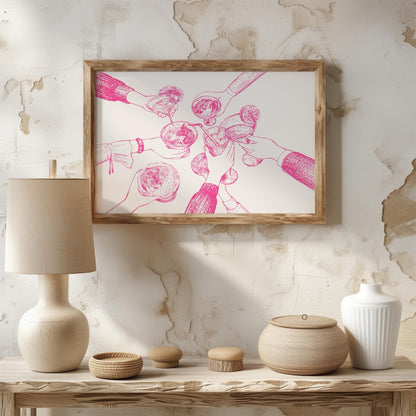 Pink Cheers to Good Times - Rolled Poster Wall Art Print - House Prints
