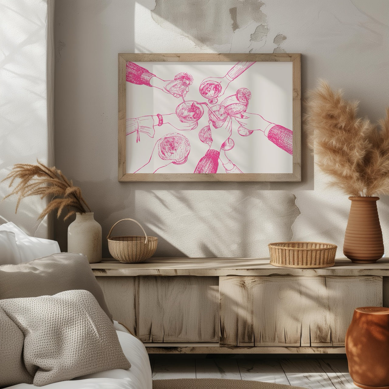 Pink Cheers to Good Times - Rolled Poster Wall Art Print - House Prints
