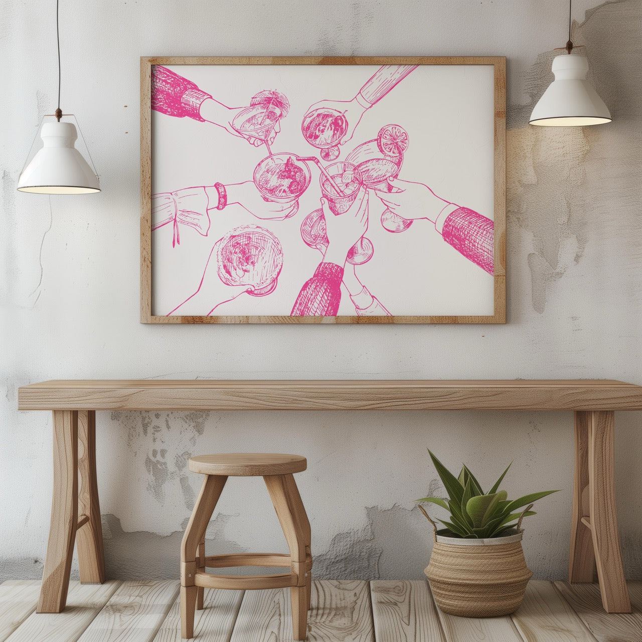Pink Cheers to Good Times - Rolled Poster Wall Art Print - House Prints