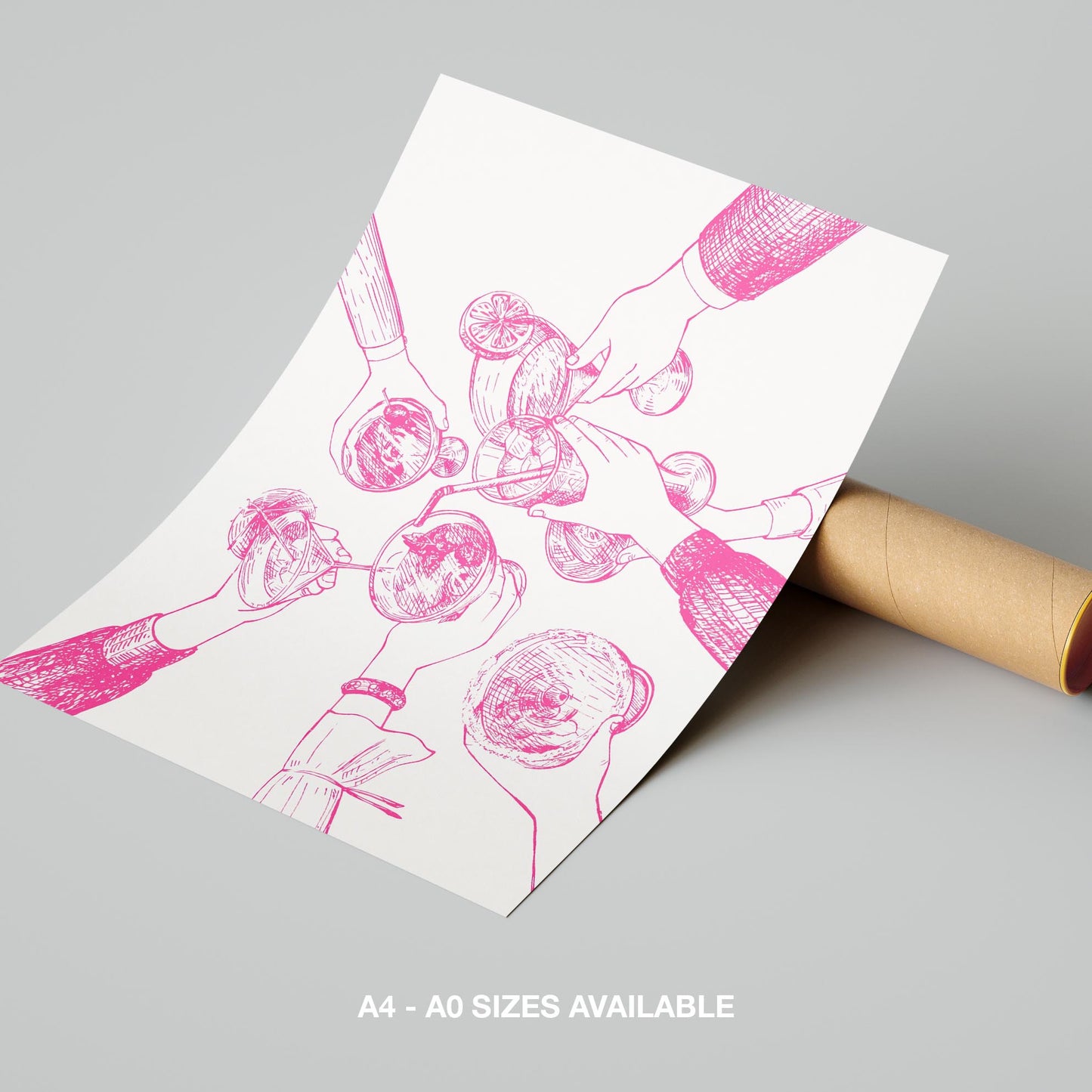Pink Cheers to Good Times - Rolled Poster Wall Art Print - House Prints