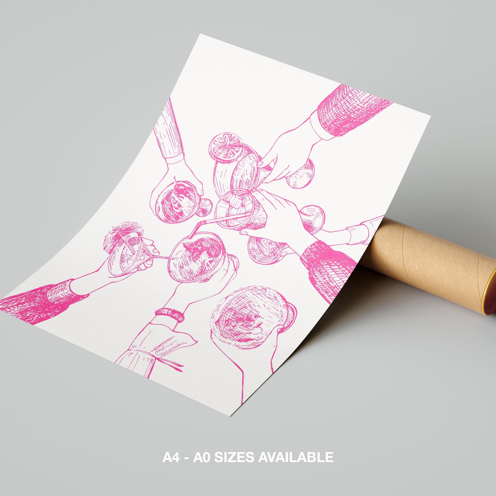Pink Cheers to Good Times - Rolled Poster Wall Art Print - House Prints