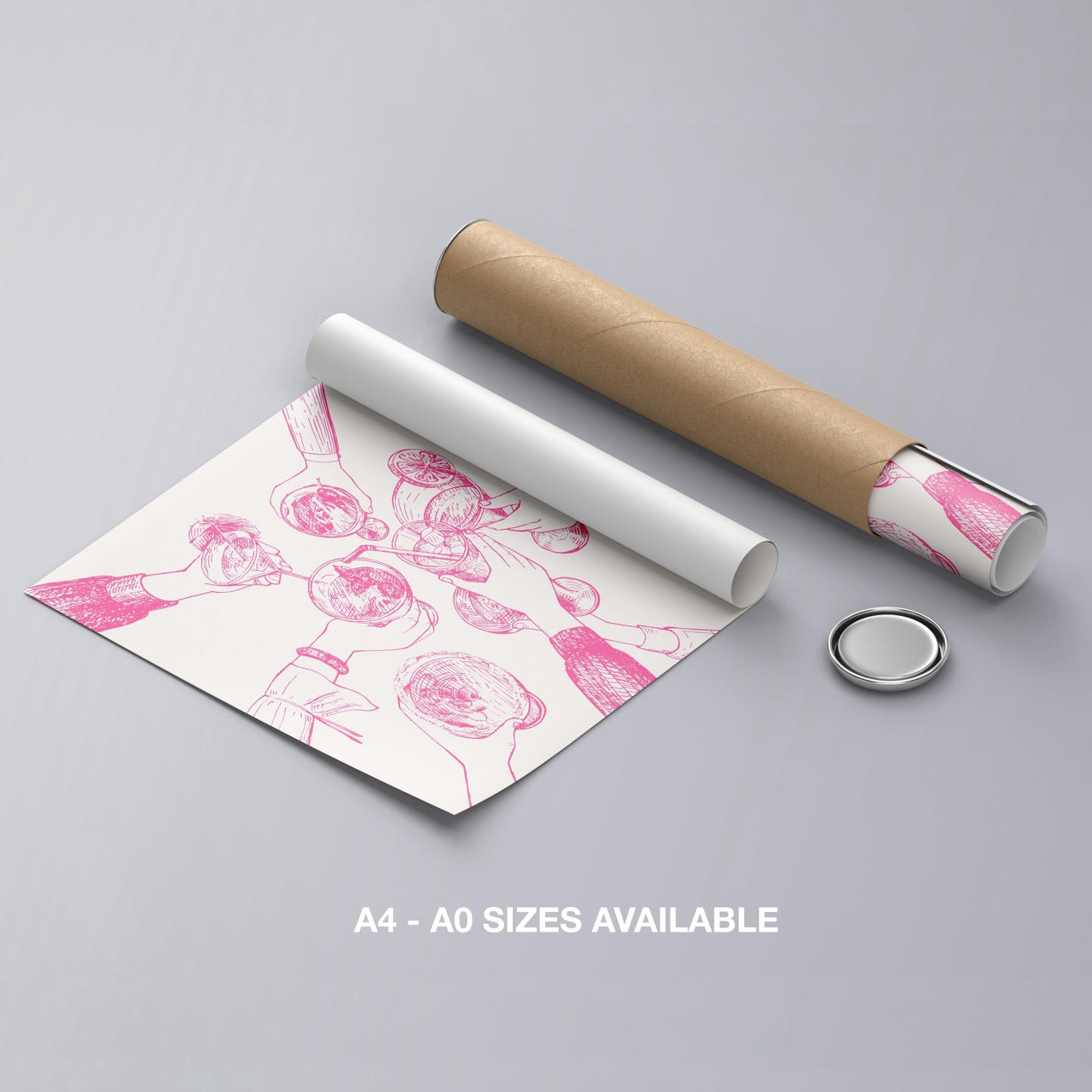 Pink Cheers to Good Times - Rolled Poster Wall Art Print - House Prints