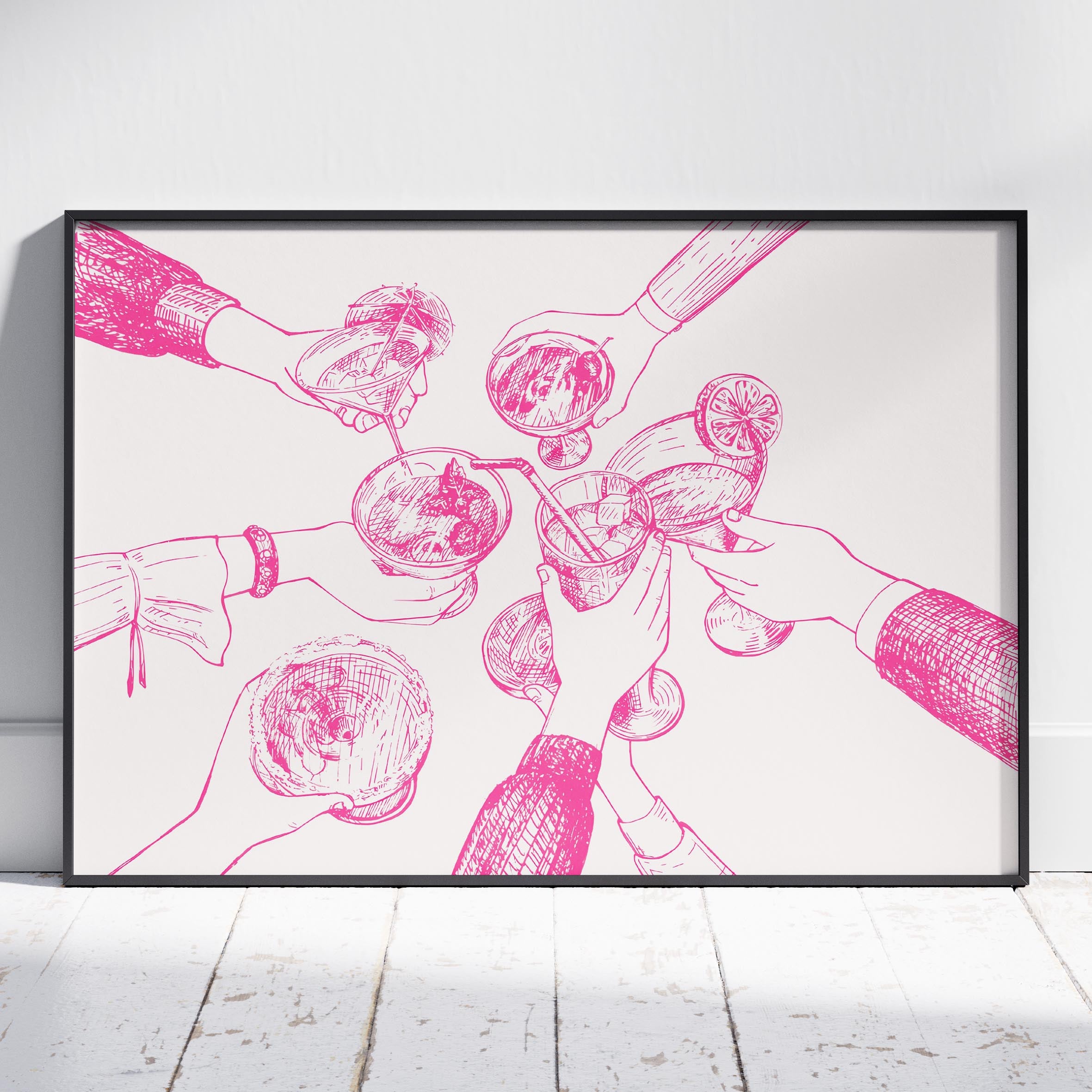 Pink Cheers to Good Times - Rolled Poster Wall Art Print | House Prints
