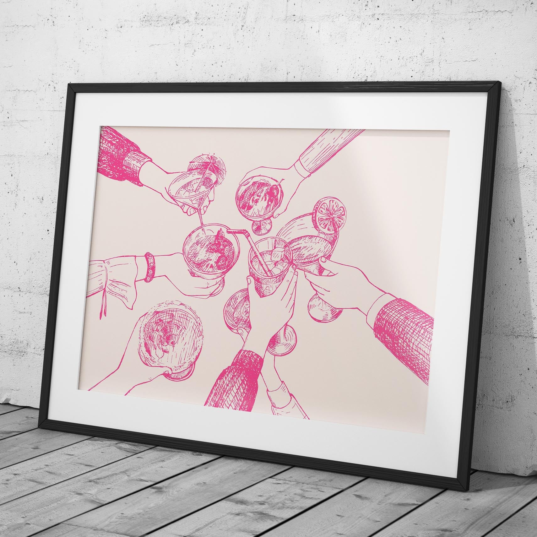 Pink Cheers to Good Times - Rolled Poster Wall Art Print - House Prints