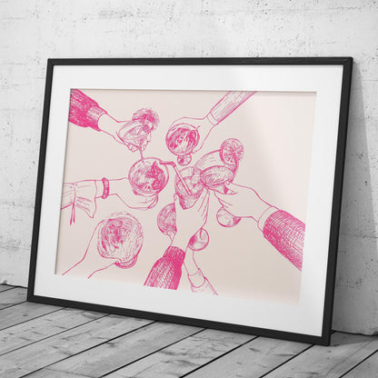 Pink Cheers to Good Times - Rolled Poster Wall Art Print - House Prints