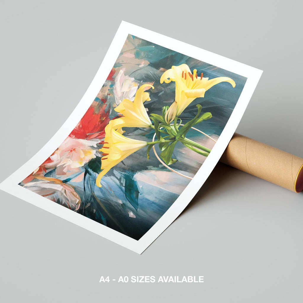 Radiant Yellow Lilies in Bloom - Rolled Poster Wall Art Print | House Prints