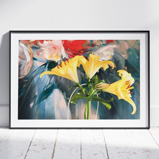 Radiant Yellow Lilies in Bloom - Rolled Poster Wall Art Print - House Prints
