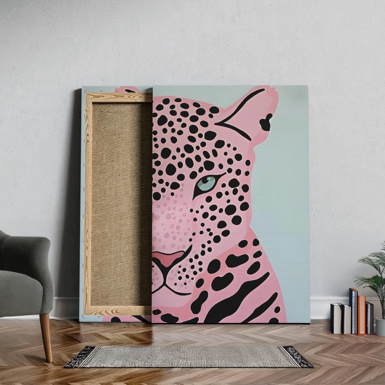 Pink Panther's Fierce Gaze - Framed Canvas Wall Art Print - House Prints